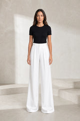 Pantalon taille haute jambes larges