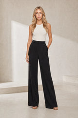 Pantalon tailleur blanc taille haute