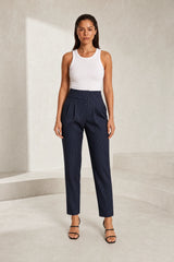 Pantalon tailleur rayé taille haute
