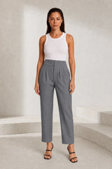Pantalon tailleur rayé taille haute