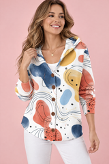 Wit vest met capuchon en knoopsluiting
