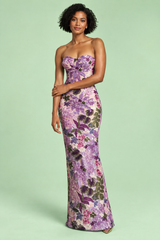 Paarse strapless bodyconjurk