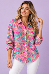 Roze blouse met bloemenprint