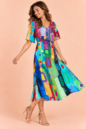 Robe longue bleue à col V | Vue de dos | Lounelle Paris