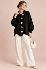 Oversized vest met kraag in zwart