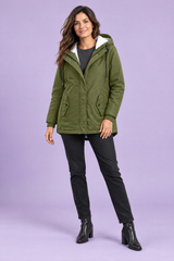 Oversized parka met capuchon in legergroen