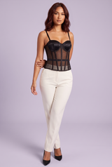 Zwarte corsettop met transparante panelen