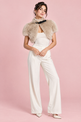 Capelet van imitatiebont met gesp in Stone