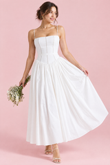 Witte maxi-jurk met korsetlijfje