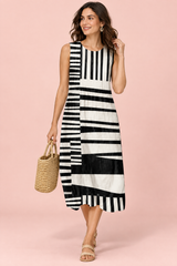 Witte midi-jurk met bloemenprint