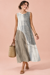 Gebroken witte midi-jurk met bloemenprint