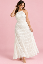 Robe longue plissée blanche | Porté sur une autre silhouette | Lounelle Paris