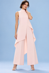 Roze mouwloze broekset met hoge hals