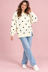 Offwhite oversized sweater met stippen