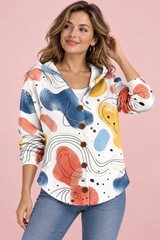 Wit gebloemd vest met capuchon