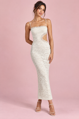 Witte kanten bandeau-maxijurk
