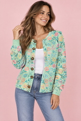 Mintgroen vest met knoopsluiting en ronde hals