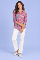 Roze oversized overhemd met paisleyprint