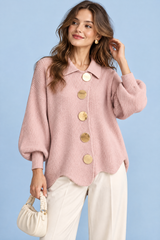 Oversized vest met kraag in oudroze