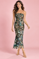 Zwarte strapless bodyconjurk