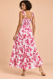 Robe longue rose à volants | Vue de dos | Lounelle Paris