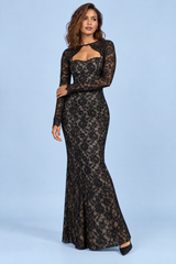 Zwarte kanten maxi-jurk met sweetheart-hals