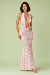 Roze halterjurk met open rug