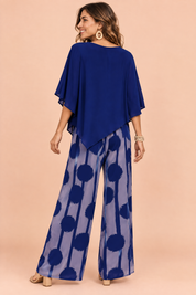 Ensemble pantalon bleu à pois | Vue de dos | Lounelle Paris
