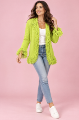 Limoengroen vest met franjes