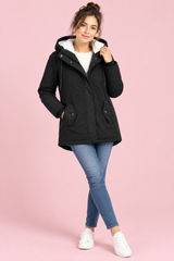 Oversized parka met capuchon in zwart