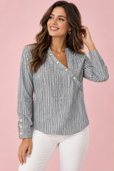 Gestreepte asymmetrische grijze blouse