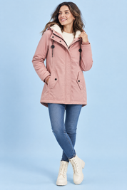 Parka rose oversize à capuche | Vue de face | Lounelle Paris