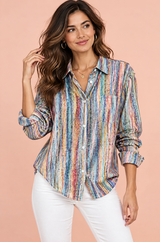 Blauw oversized overhemd met paisleyprint