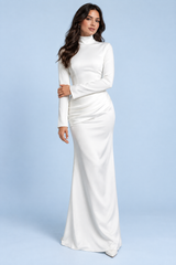 Witte gerimpelde maxi-jurk