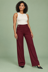 Bordeauxrode pantalon met wijde pijpen en lage taille