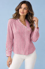 Gestreepte asymmetrische roze blouse