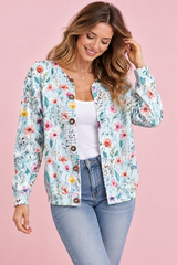 Lichtblauw vest met knoopsluiting en ronde hals