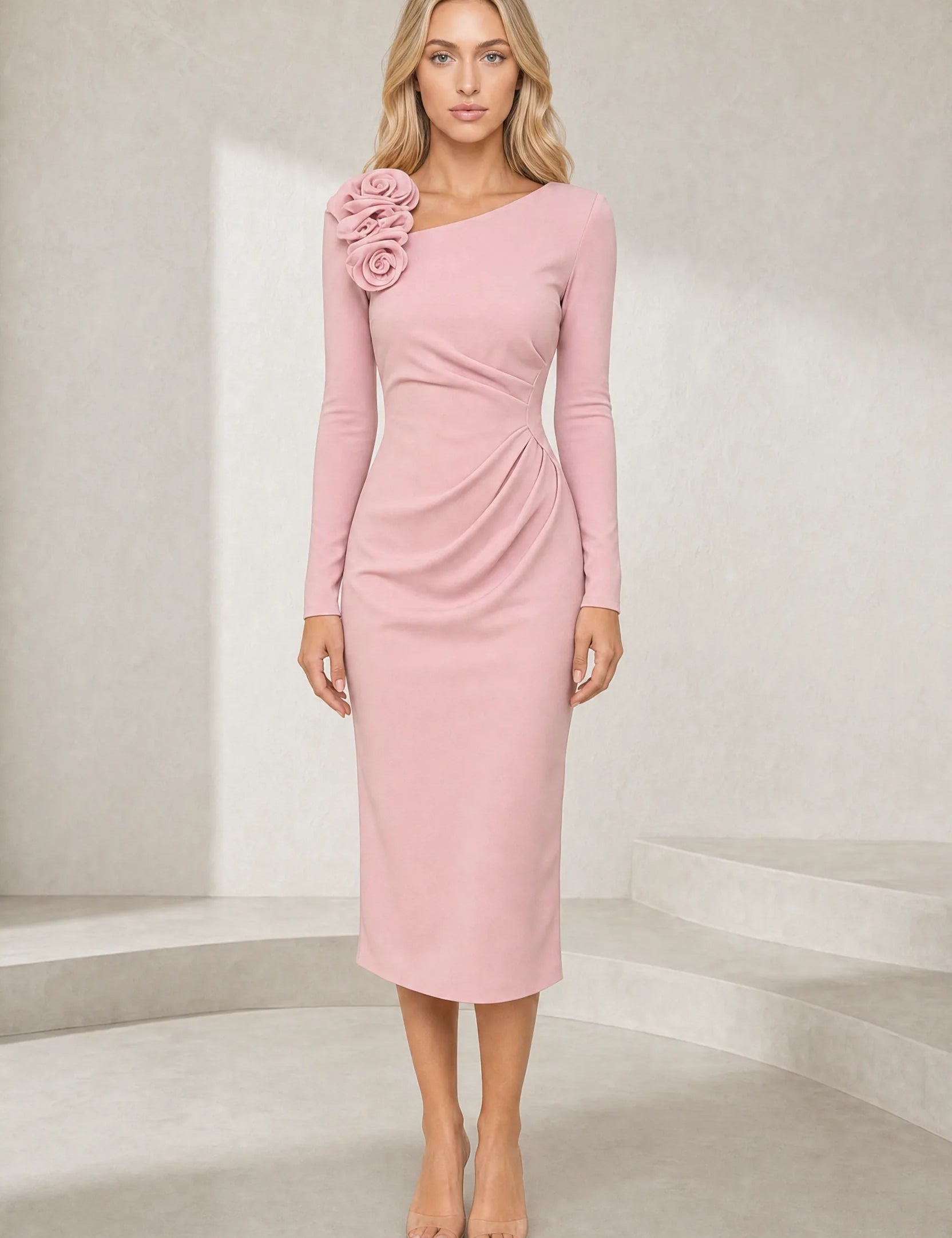 Robe asymétrique à fleur d'épaule | Lounelle Paris