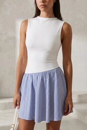 Robe blanche col montant effet deux pièces | Lounelle Paris