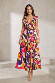 Robe fluide imprimée col V | Lounelle Paris
