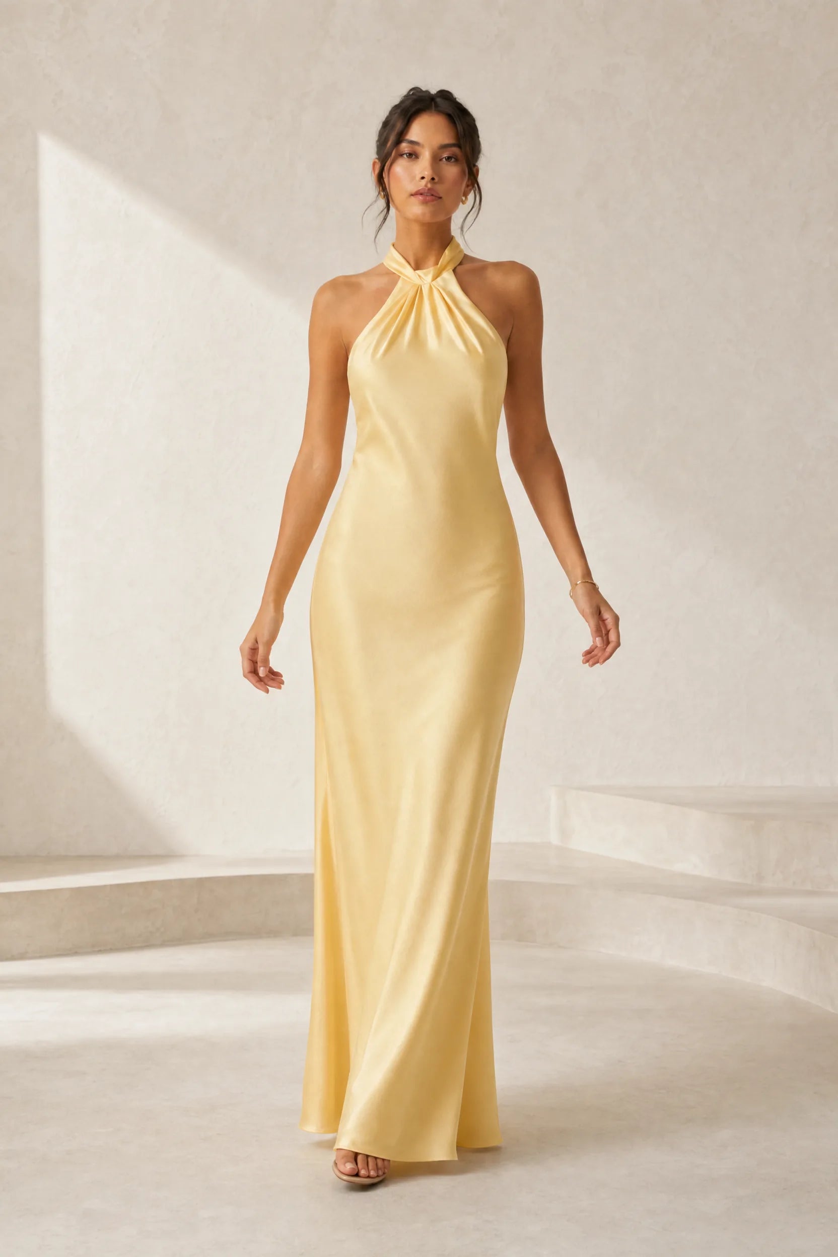 Robe jaune col licou dos nu | Lounelle Paris