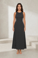 Robe longue à pois dos nu
