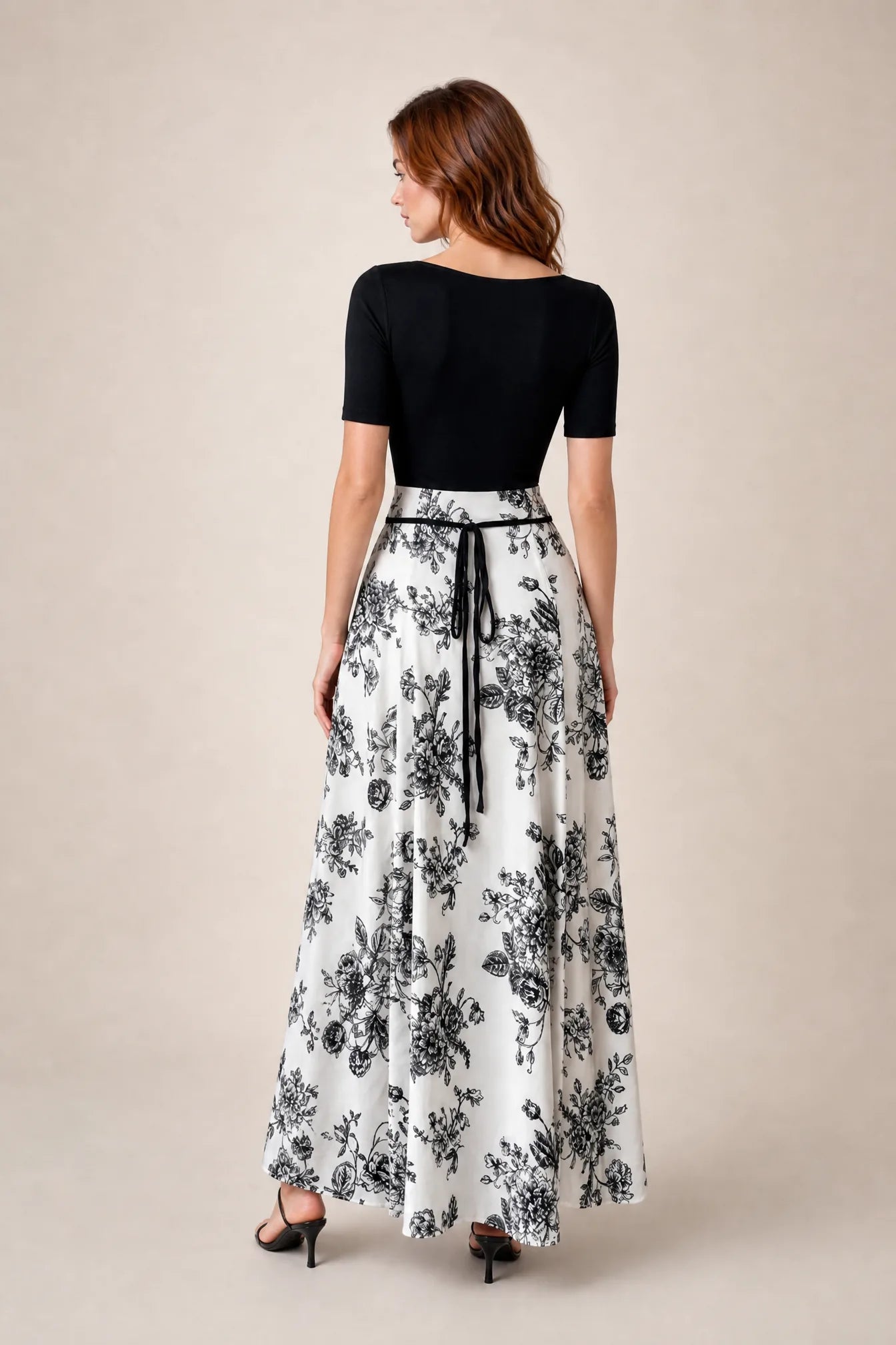 Robe longue bicolore col carré | Vue de dos | Lounelle Paris