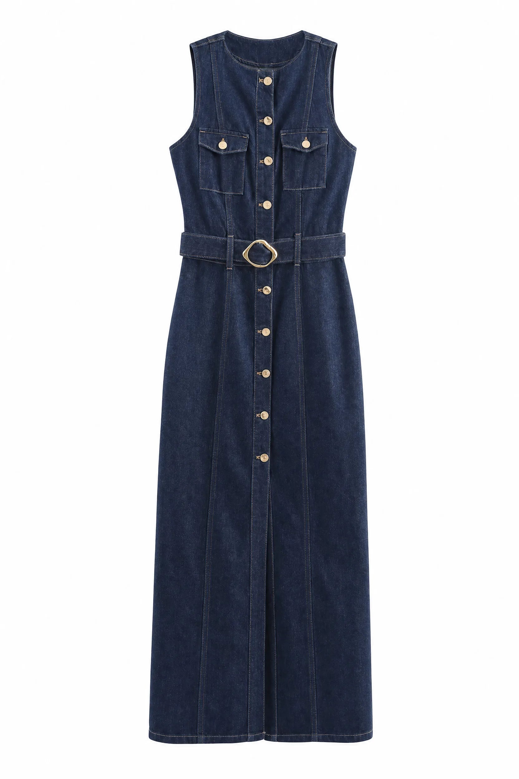 Robe longue bleu foncé sans manches | Lounelle Paris