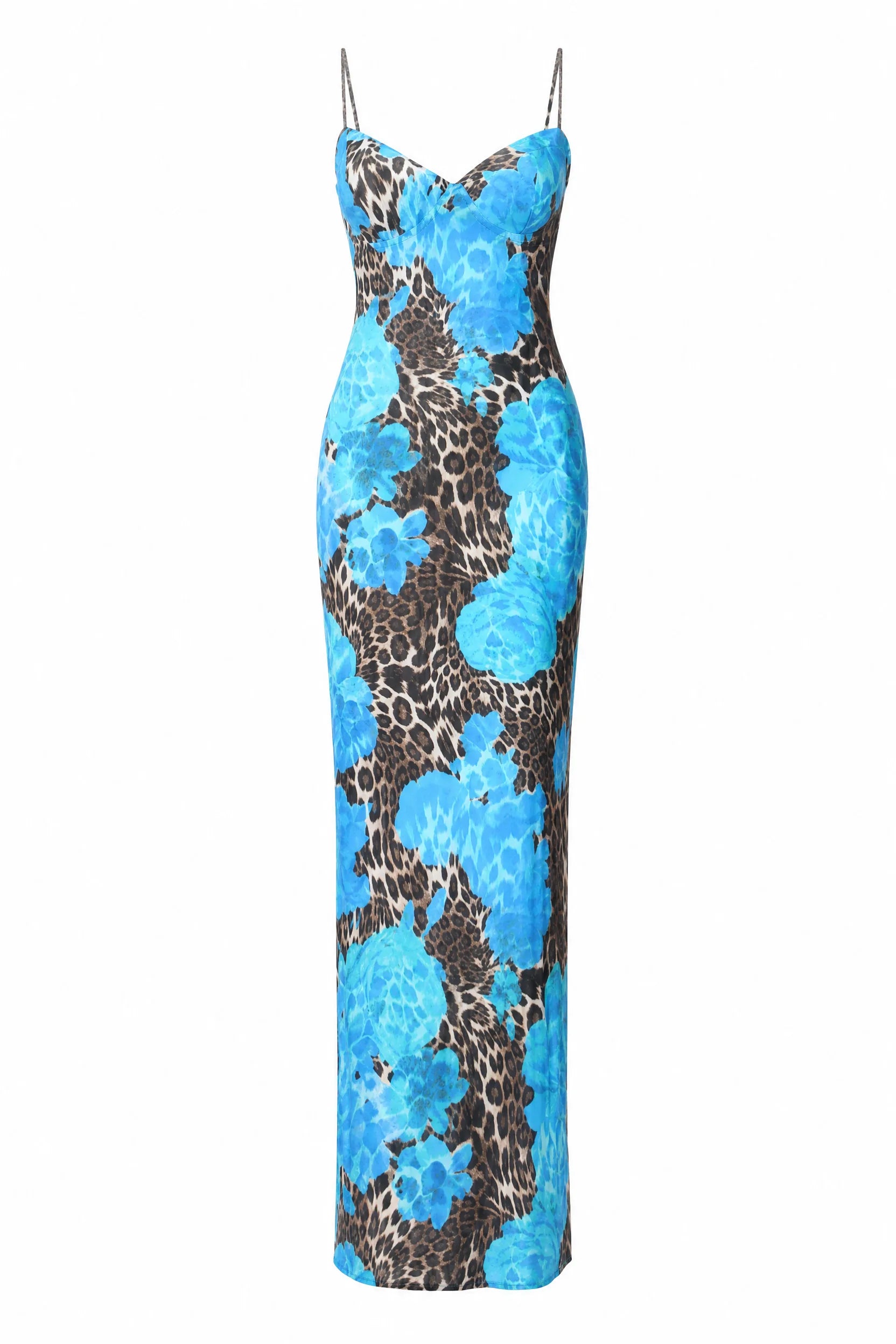 Robe longue bleue à fines bretelles | Lounelle Paris