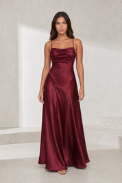Robe longue bordeaux dos lacé | Lounelle Paris