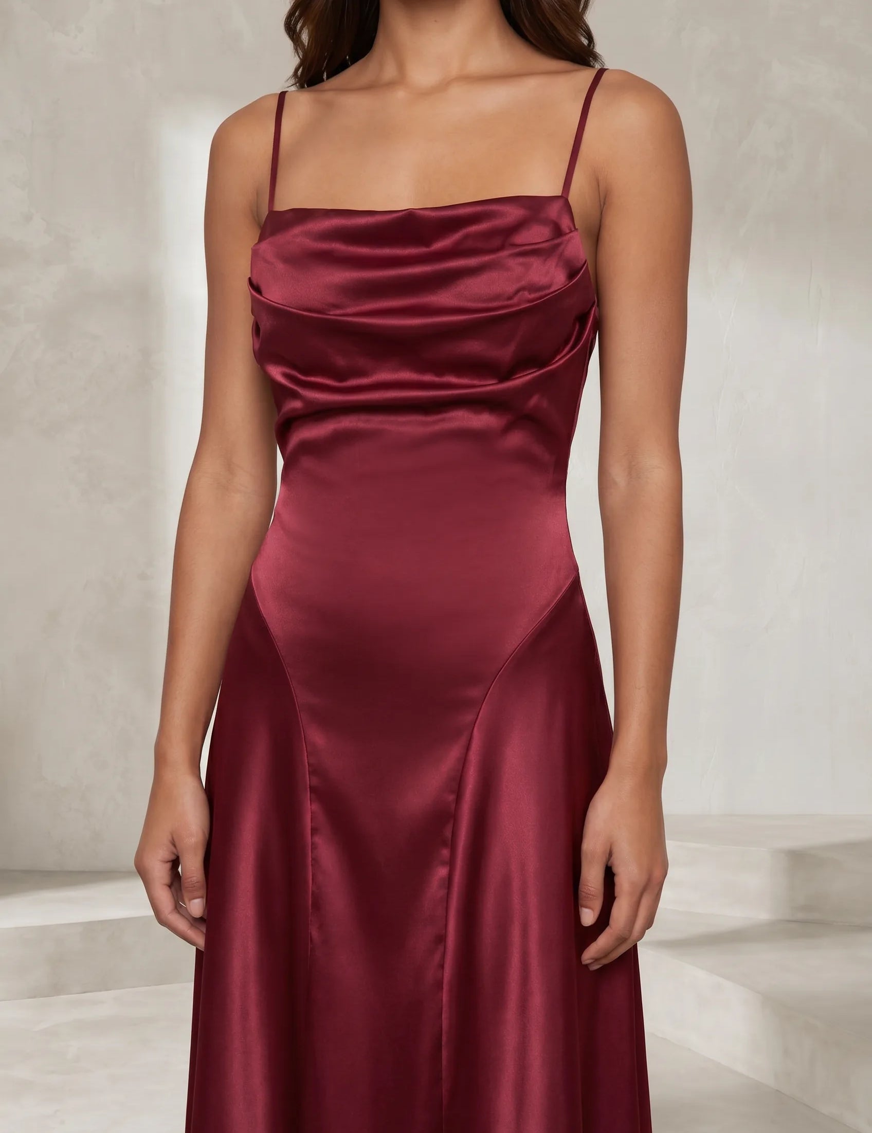 Robe longue bordeaux dos lacé | Lounelle Paris