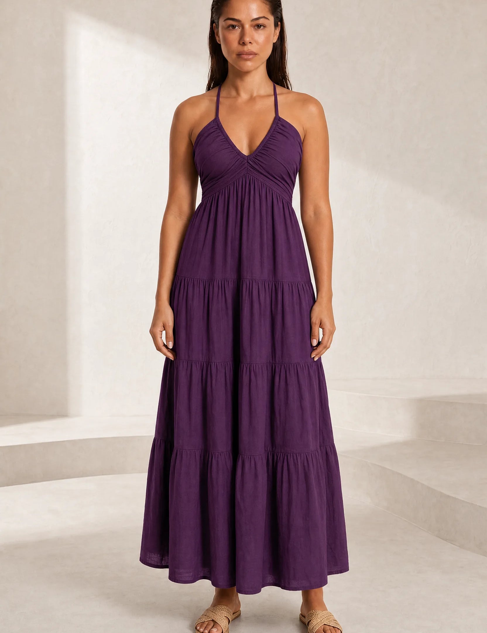 Robe longue col halter dos nu | Lounelle Paris