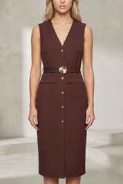 Robe longue col V ceinturée | Lounelle Paris