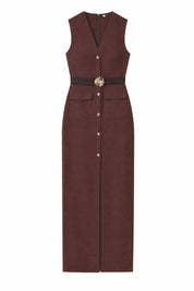 Robe longue col V ceinturée | Lounelle Paris